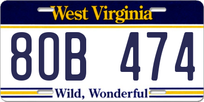 WV license plate 8OB474