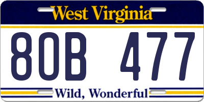WV license plate 8OB477
