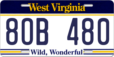 WV license plate 8OB480