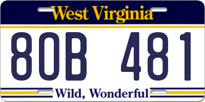 WV license plate 8OB481