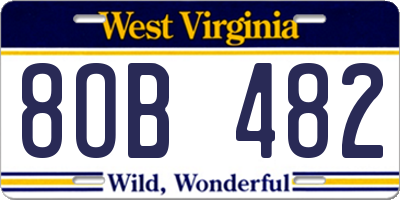 WV license plate 8OB482