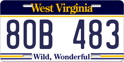 WV license plate 8OB483