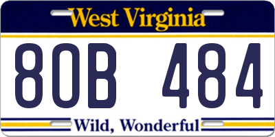 WV license plate 8OB484
