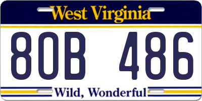 WV license plate 8OB486