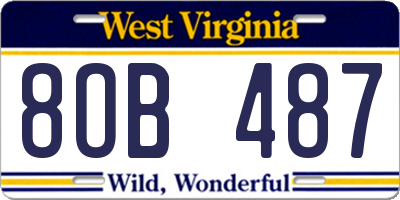 WV license plate 8OB487