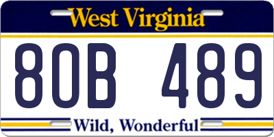 WV license plate 8OB489
