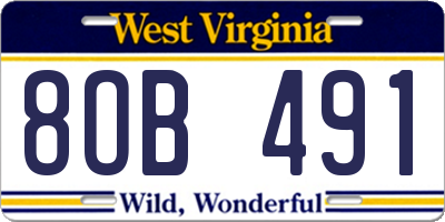 WV license plate 8OB491