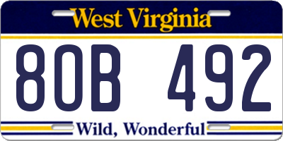 WV license plate 8OB492