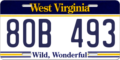 WV license plate 8OB493
