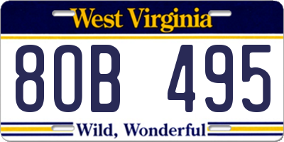 WV license plate 8OB495
