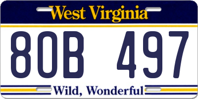 WV license plate 8OB497
