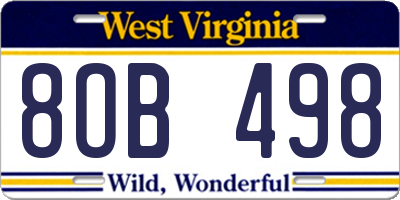 WV license plate 8OB498