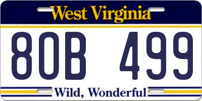 WV license plate 8OB499