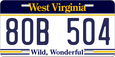 WV license plate 8OB504