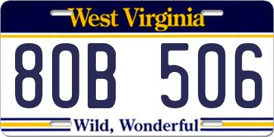 WV license plate 8OB506