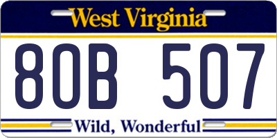 WV license plate 8OB507