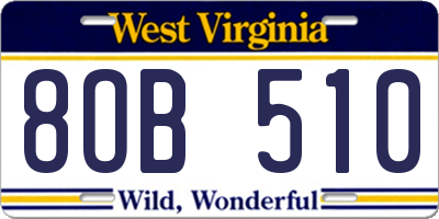 WV license plate 8OB510