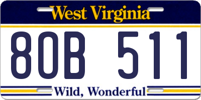 WV license plate 8OB511