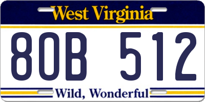 WV license plate 8OB512