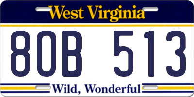 WV license plate 8OB513