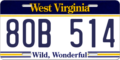 WV license plate 8OB514