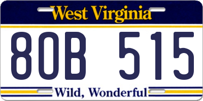 WV license plate 8OB515