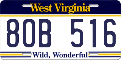 WV license plate 8OB516