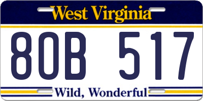 WV license plate 8OB517