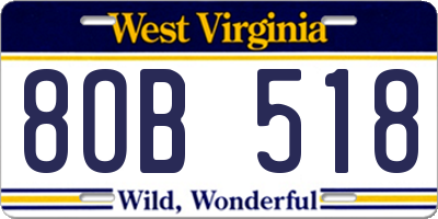 WV license plate 8OB518