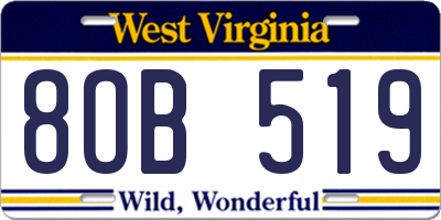 WV license plate 8OB519