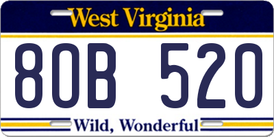 WV license plate 8OB520