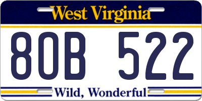 WV license plate 8OB522