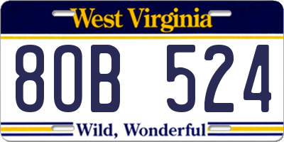 WV license plate 8OB524