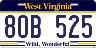 WV license plate 8OB525