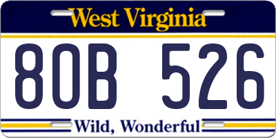 WV license plate 8OB526