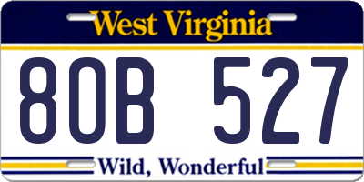 WV license plate 8OB527