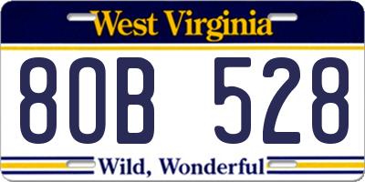 WV license plate 8OB528