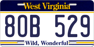 WV license plate 8OB529