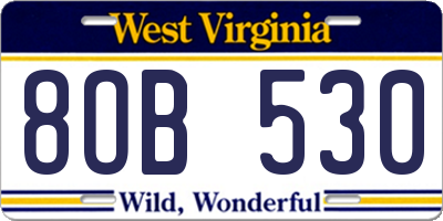 WV license plate 8OB530