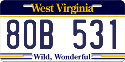 WV license plate 8OB531