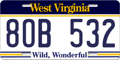 WV license plate 8OB532