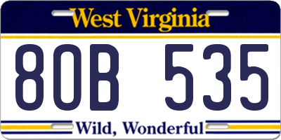 WV license plate 8OB535