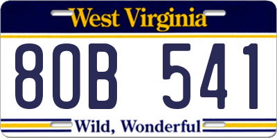 WV license plate 8OB541