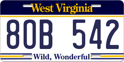 WV license plate 8OB542