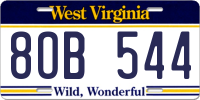 WV license plate 8OB544