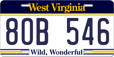 WV license plate 8OB546