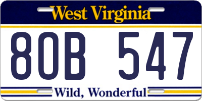 WV license plate 8OB547