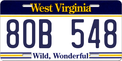 WV license plate 8OB548