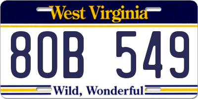 WV license plate 8OB549