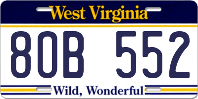 WV license plate 8OB552